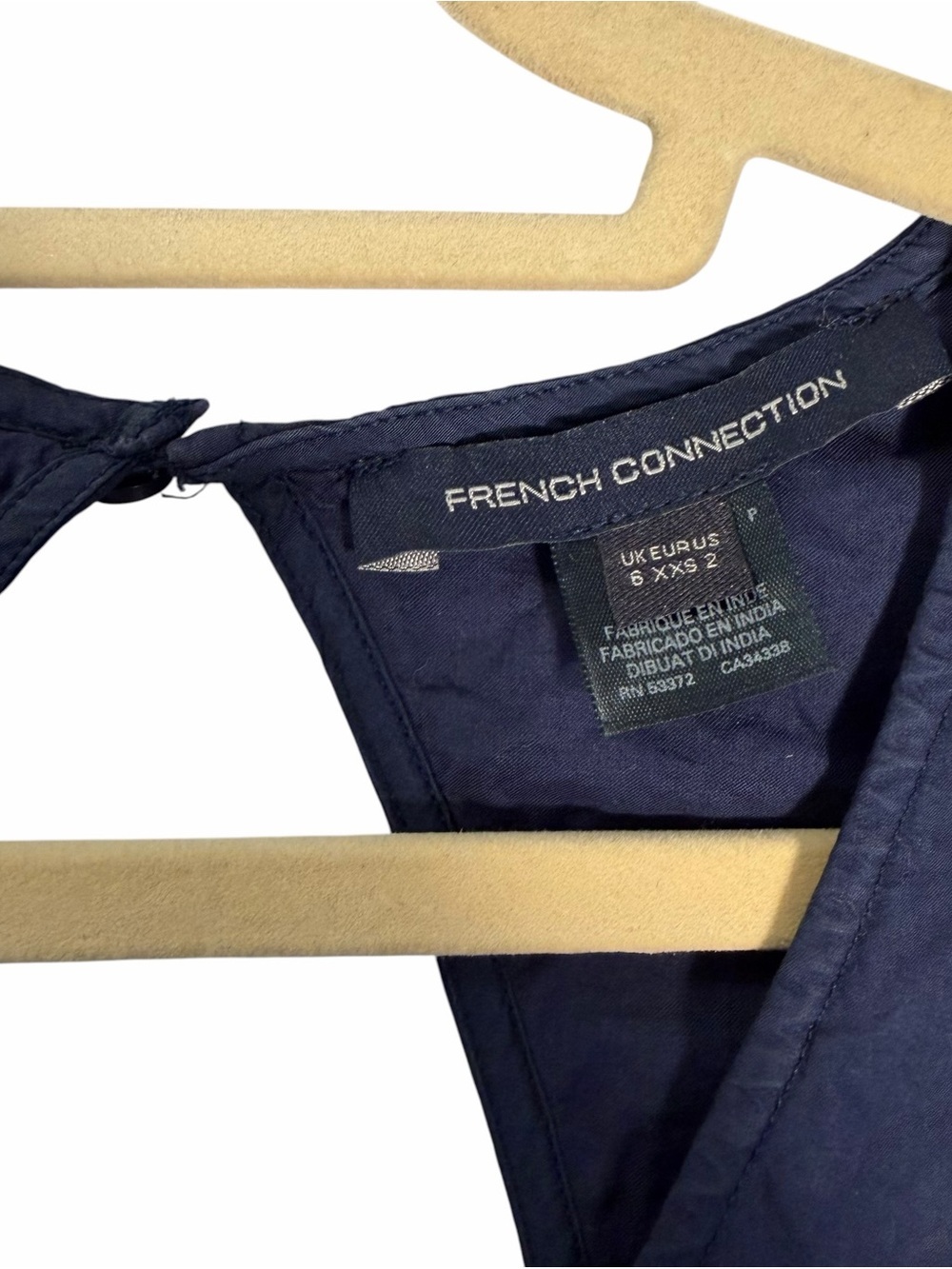 French Connection Navy Puff-Sleeve Tiered Mini Dress - Picture 3 of 5